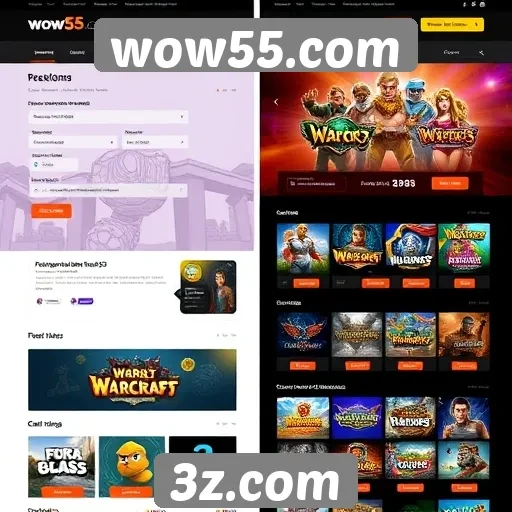 Evolução do design do site wow55.com